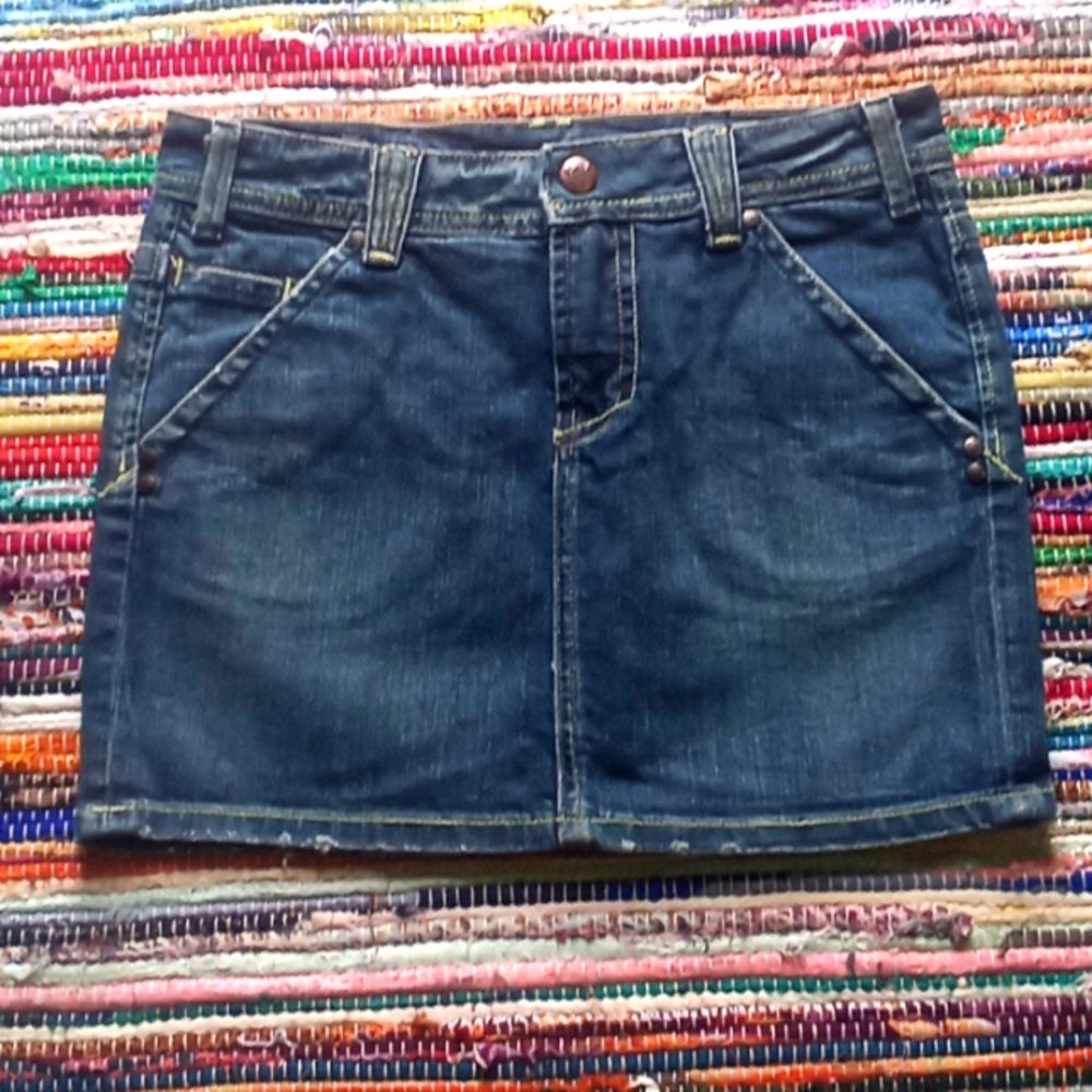 Yanuk Distressed Denim Mini Skirt- #1653